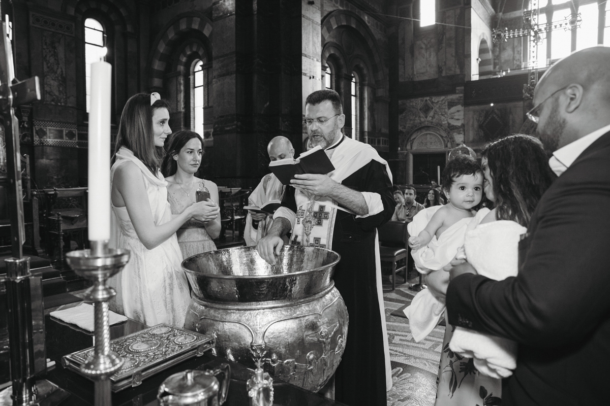 Christening ceremony in church.